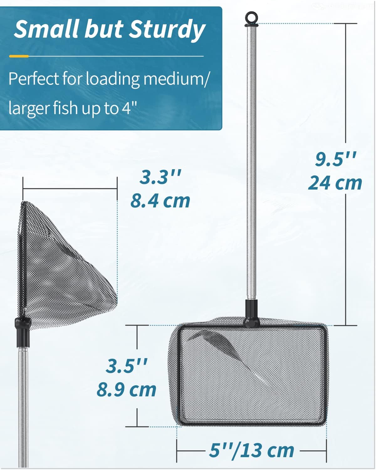 Pawfly Aquarium Fish Net with Extendable 9-24 Inch Long Handle for Betta Fish Tank Small Koi Pond and Pool