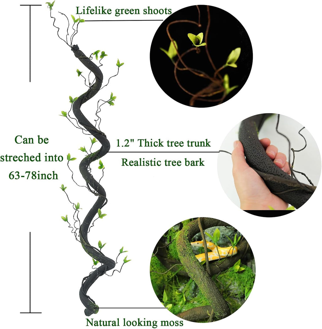 1Pcs Bendable 63in Artificial Wood Tree Trunk Fake Branches Moss Twigs Wall Hanging Ivy Vines Grapevines Greenery Garland For Halloween Creepy Craft Reptiles Cage Outdoor Garden Mantel Christmas Decor