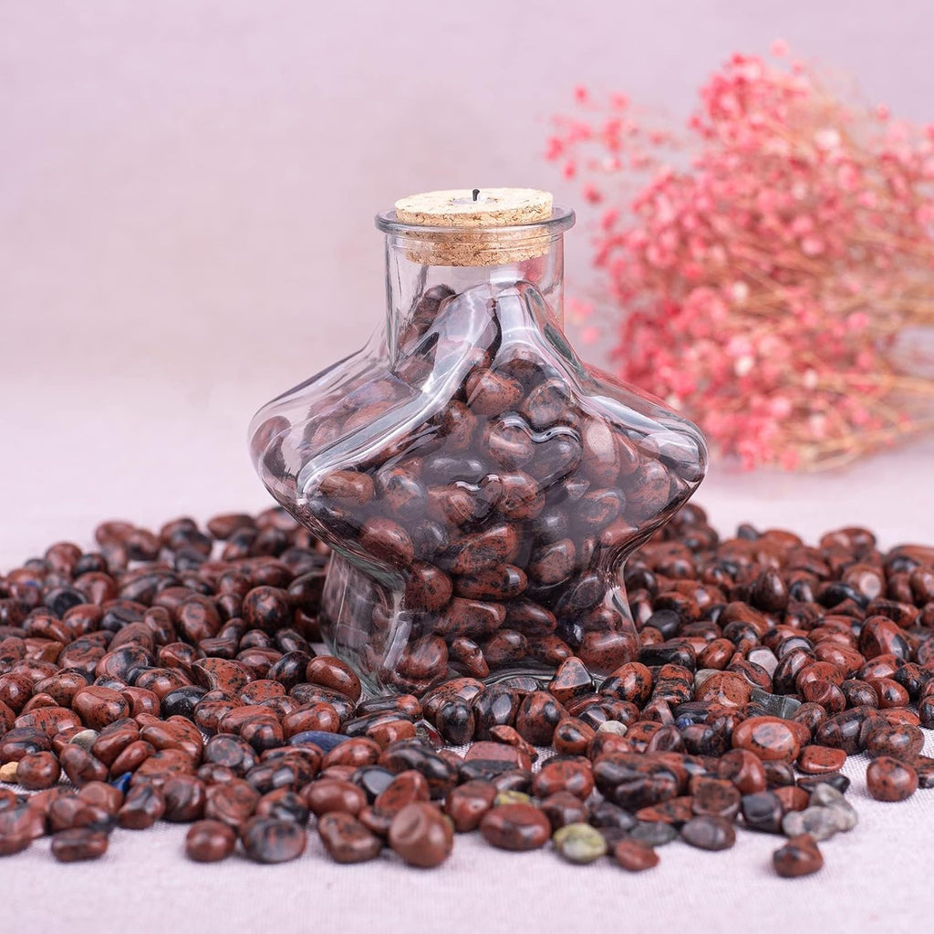 Polished Mahogany Obsidian Crystal Chips Set, 0.4'', 128 Pcs - Handpicked Natural Tumbled Stones and Crystals Bulk for Healing, Reiki, Meditation, Witchcraft and Home Decor