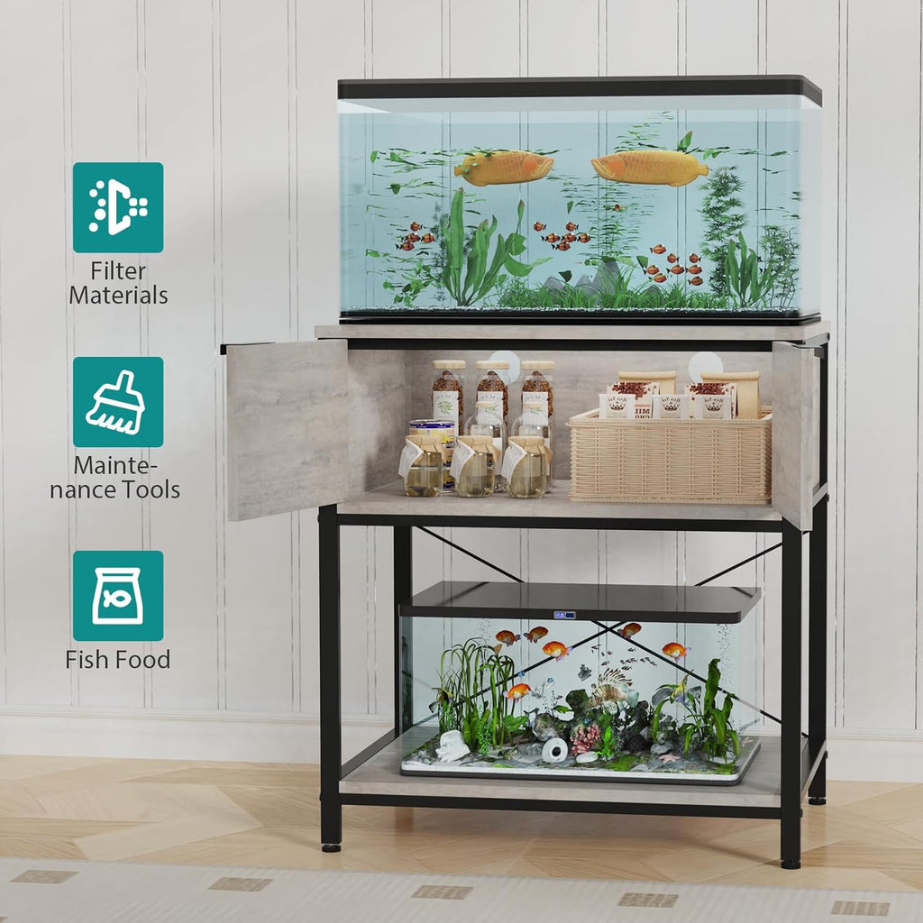 TFK 20-29-37 Gallon Fish Tank Stand, Aquarium Stand with Cabinet Storage for Aquarium Stand, Cabinet for Fish Tank Accessories Storage, Heavy Duty Tank Stand for Home Office Turtle Reptile Tank Stand
