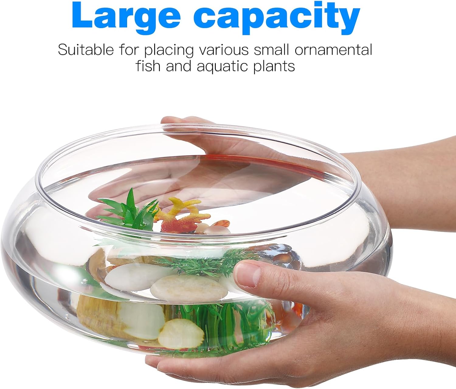 Kisangel Transparent Landscape Fish Tank - 9.52 Inch Acrylic Betta Fish Tank for Small Fishes Durable and Stylish Aquarium for Home and Office Decoration