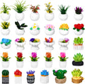 30 Pcs Miniature Dollhouse Plants Accessories Mini Artificial Potted Flower Tiny Resin Greenery Cactus Figurines for Doll House Gift DIY Garden Bonsai Micro Landscape Decoration(Plants)