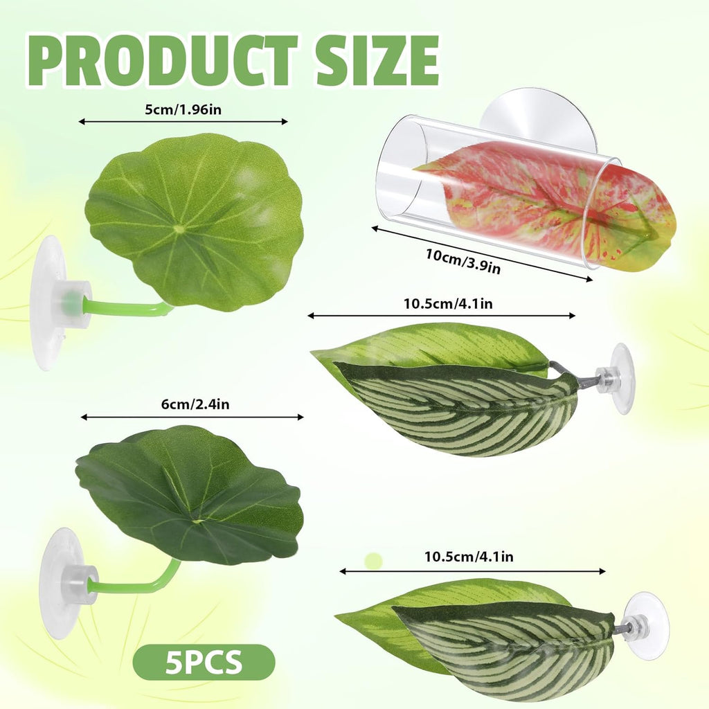 5 PCS Betta Leaf Hammock with Suction Cup and Clear Fish Tunnel, Plastic Adjustable Betta Bed Aquarium Hideout Resting Spot Small Toys Fish Tank Decorations Accessories