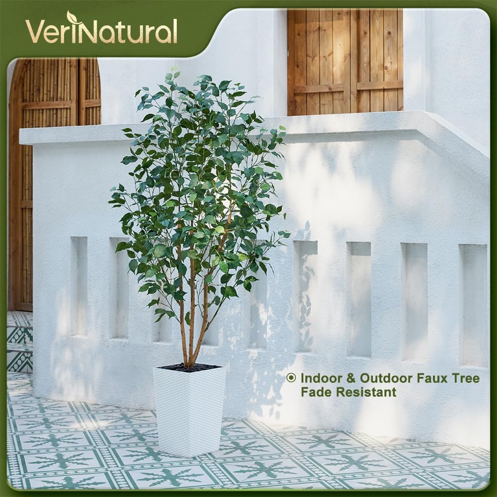 Artificial Olive Tree 6ft, Tall Fake Tree for Indoor & Outdoor Decor with Black Pot & Pebbles, UV Resistant Silk Leaves, Realistic Faux Potted Plant for Living Room,Office,Home Decor,VN137