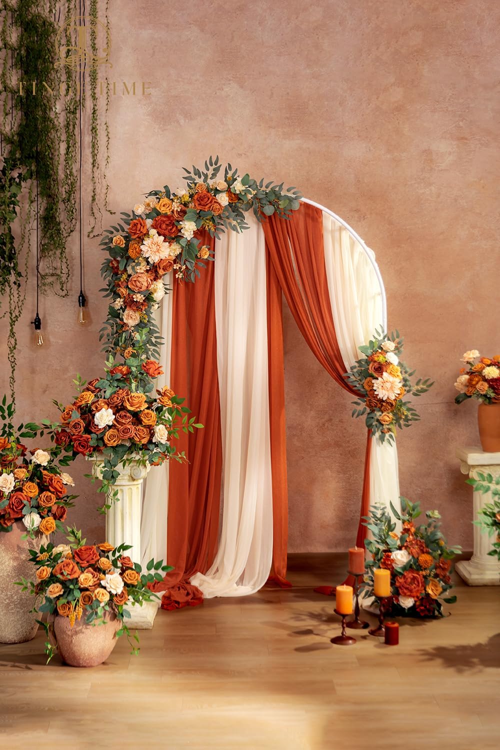 TINGE TIME Artificial Arch Flowers Kit Pack of 5, Fall Wedding Decorations for Reception with Hanging Flowers, Wedding Arch Silk Floral Arrangements Ceremony Backdrop Bridal Shower Outdoor Party Decor