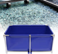 Canvas Fish Pond, Foldable Water Storage Pond Modern Blue Aquarium Fish Water Tank with T-Shaped Steel Frame, Rectangle Canvas Show Tank for The Cultivation of Lobster