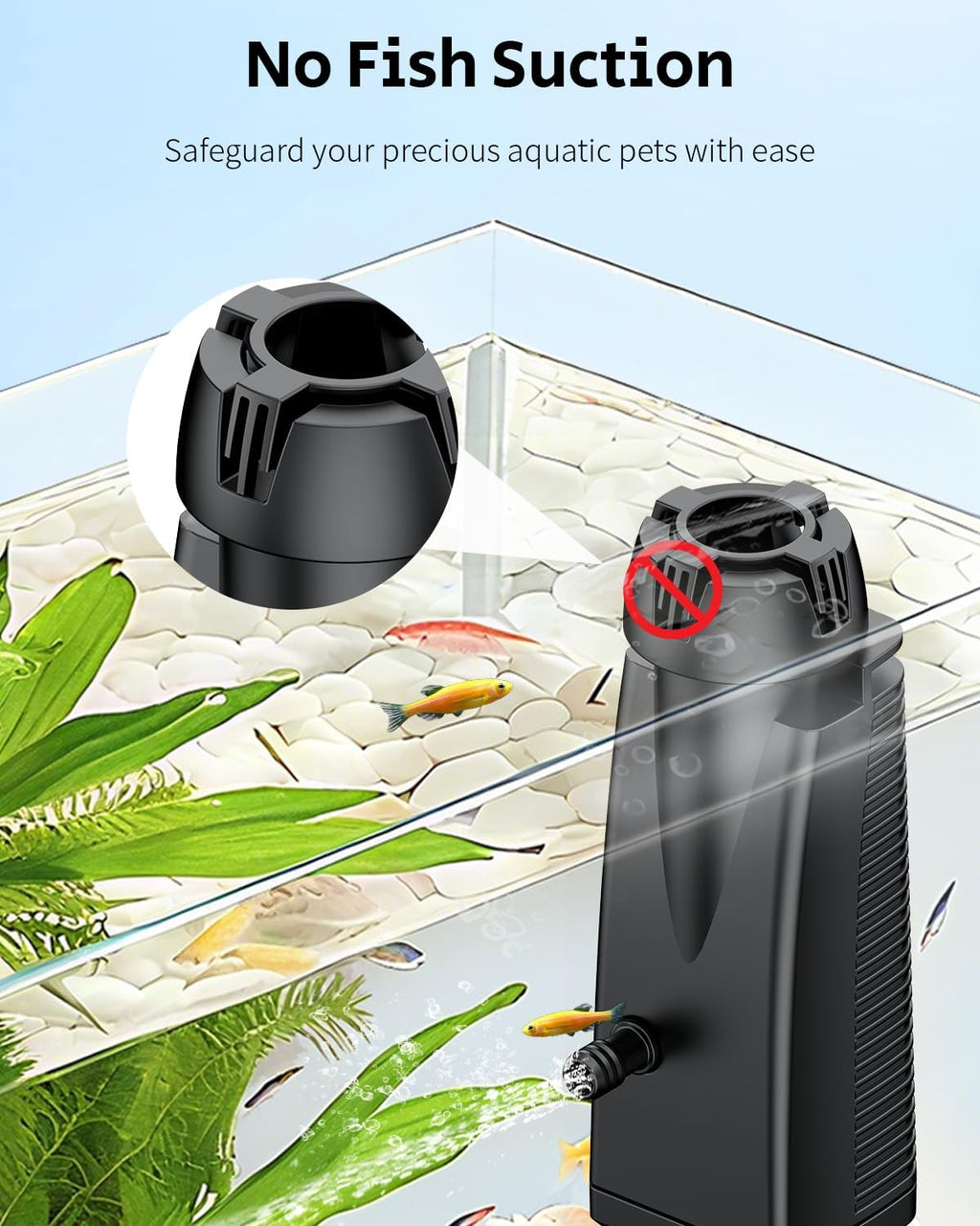 Pawfly 42 GPH 3 W Aquarium Surface Skimmer for Fish Tanks up to 45 Gallons, Aquarium Oil Film Processor, Fish Tank Filter with Bio Sponge & Suction Cups, Fish Tank Oil Skimmer, Oil Film Remover