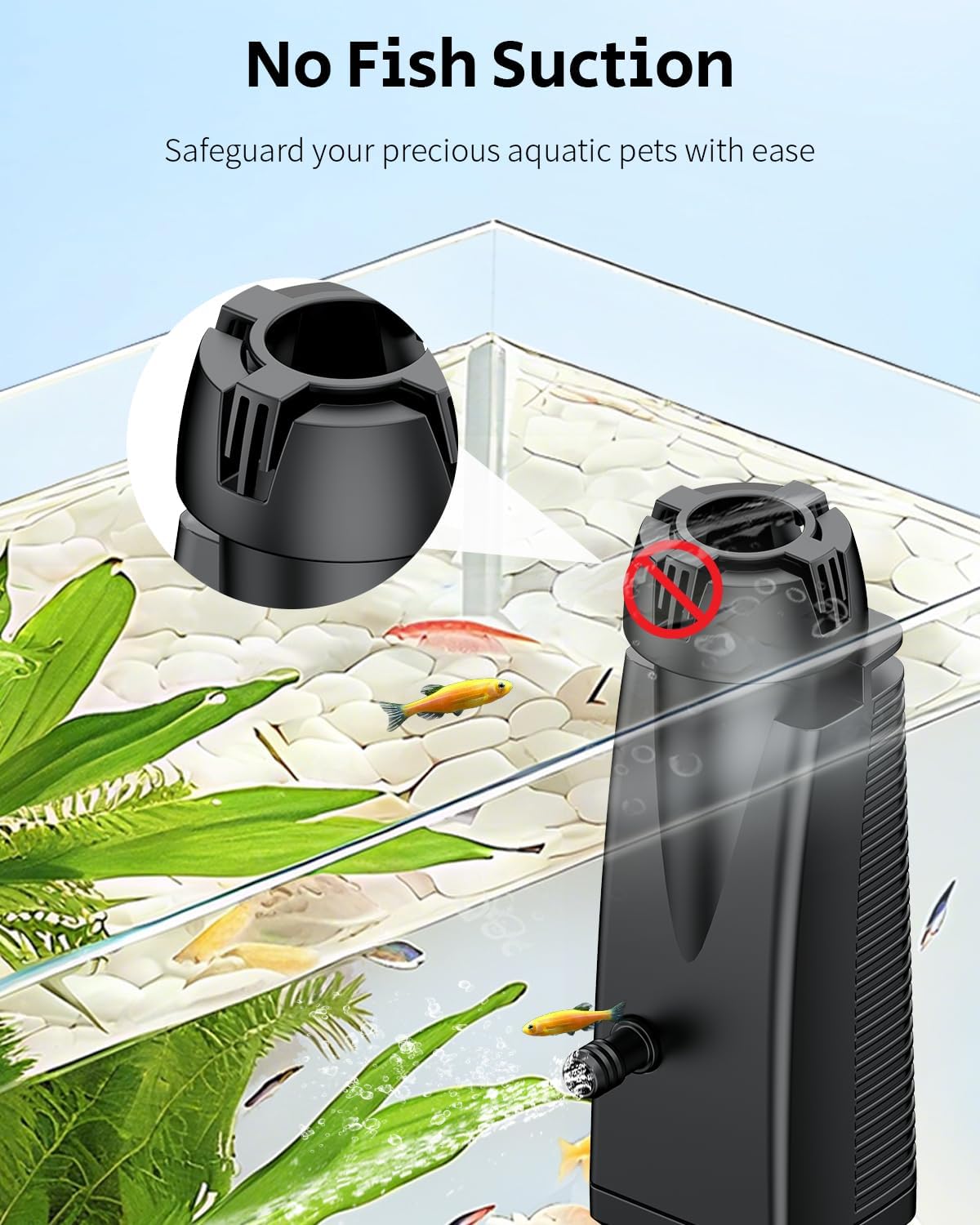 Pawfly 42 GPH 3 W Aquarium Surface Skimmer for Fish Tanks up to 45 Gallons, Aquarium Oil Film Processor, Fish Tank Filter with Bio Sponge & Suction Cups, Fish Tank Oil Skimmer, Oil Film Remover