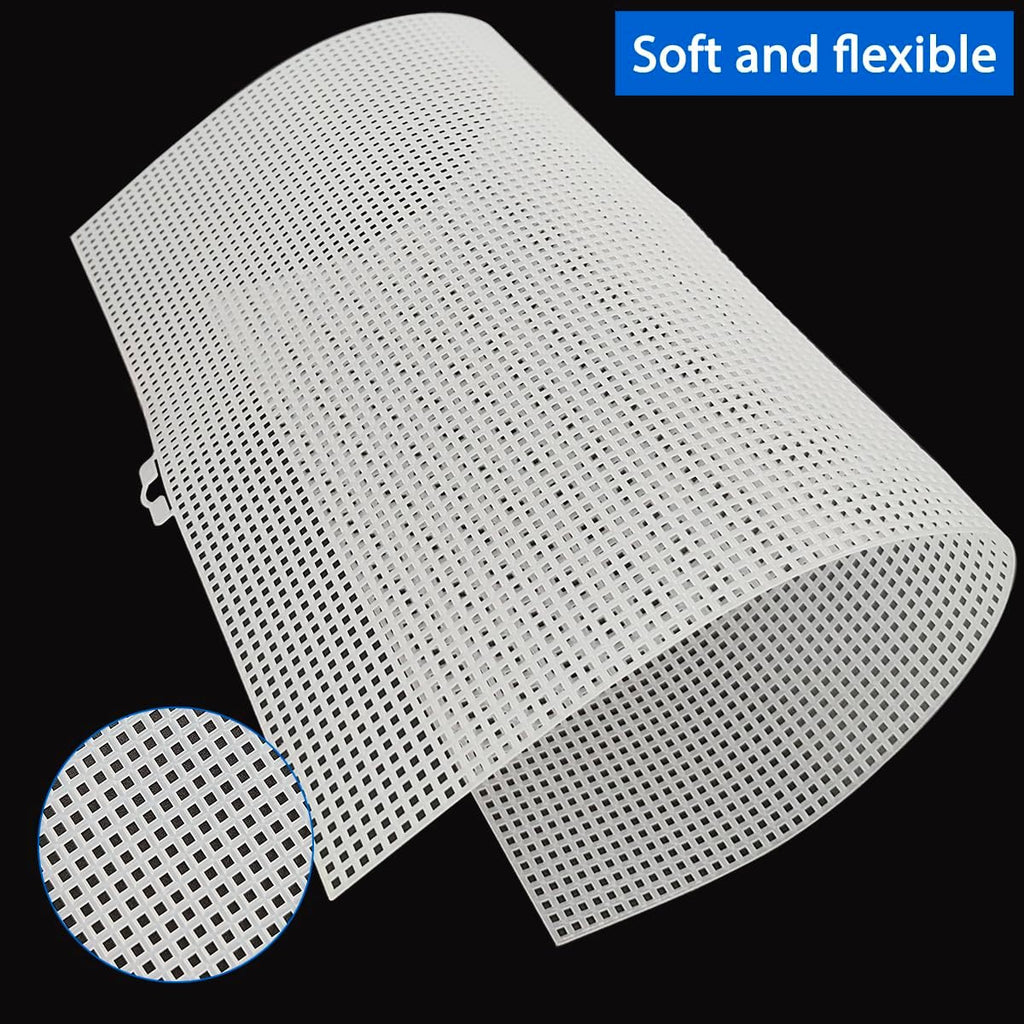 5 Pcs 7 Count Plastic Mesh Canvas Sheets for Embroidery Crafting - 10.2" x 13.2", Acrylic Yarn Crafting, Knit and Crochet Projects, Make Aquarium Dividers, with 5 Pcs Weaving Needles, White