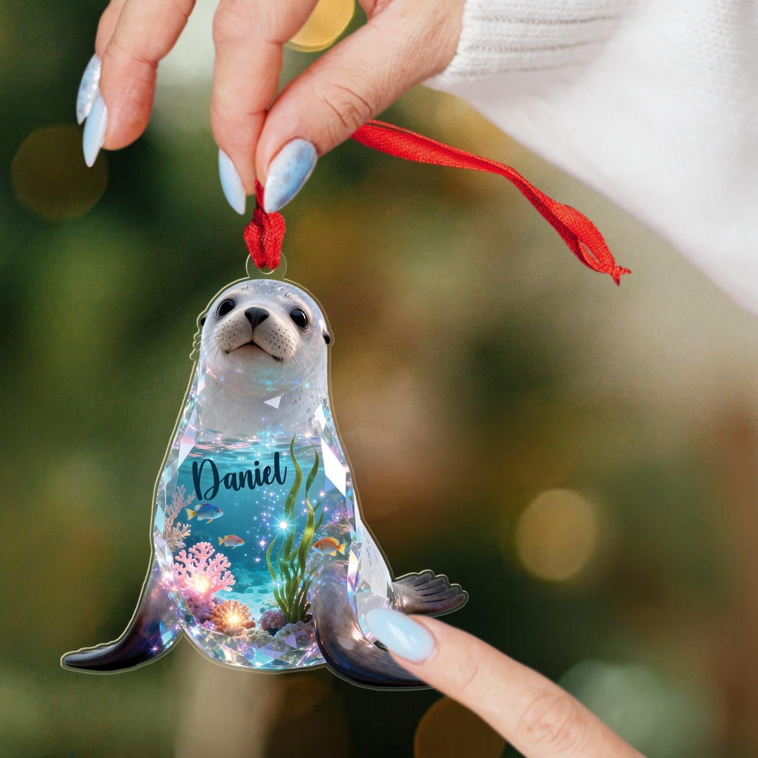 Seals 2D Flat Acrylic Ornament, Personalized Seals Animal Sea Christmas Ornament 2025, Sea Seal Holiday Decorations, Gift for Ocean Lovers Friend, Customized Name Seal Ornaments Keepsake