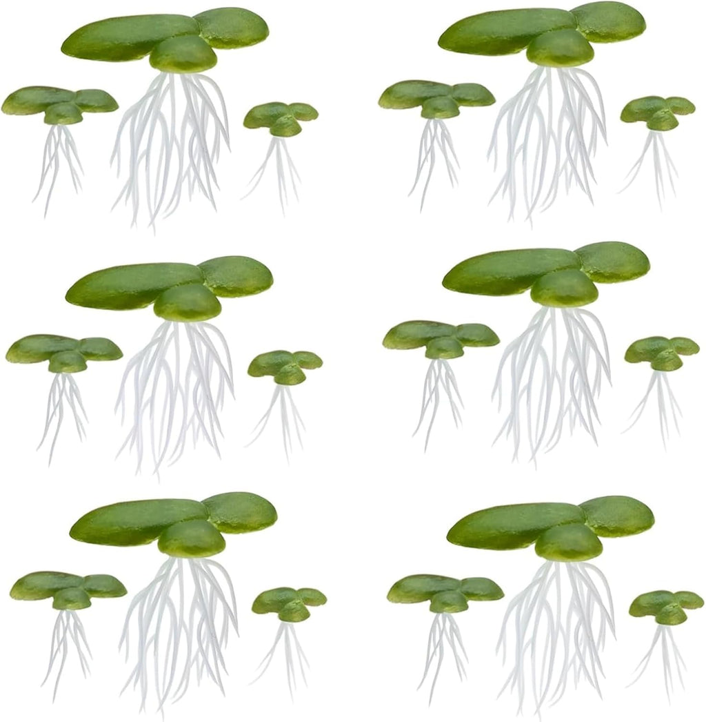 Floating Aquarium Plants, 18Pcs Lifelike Mini Green Duckweed with, 3 Sizes Plastic Floating Plants for Aquarium Fish Tank Decor for