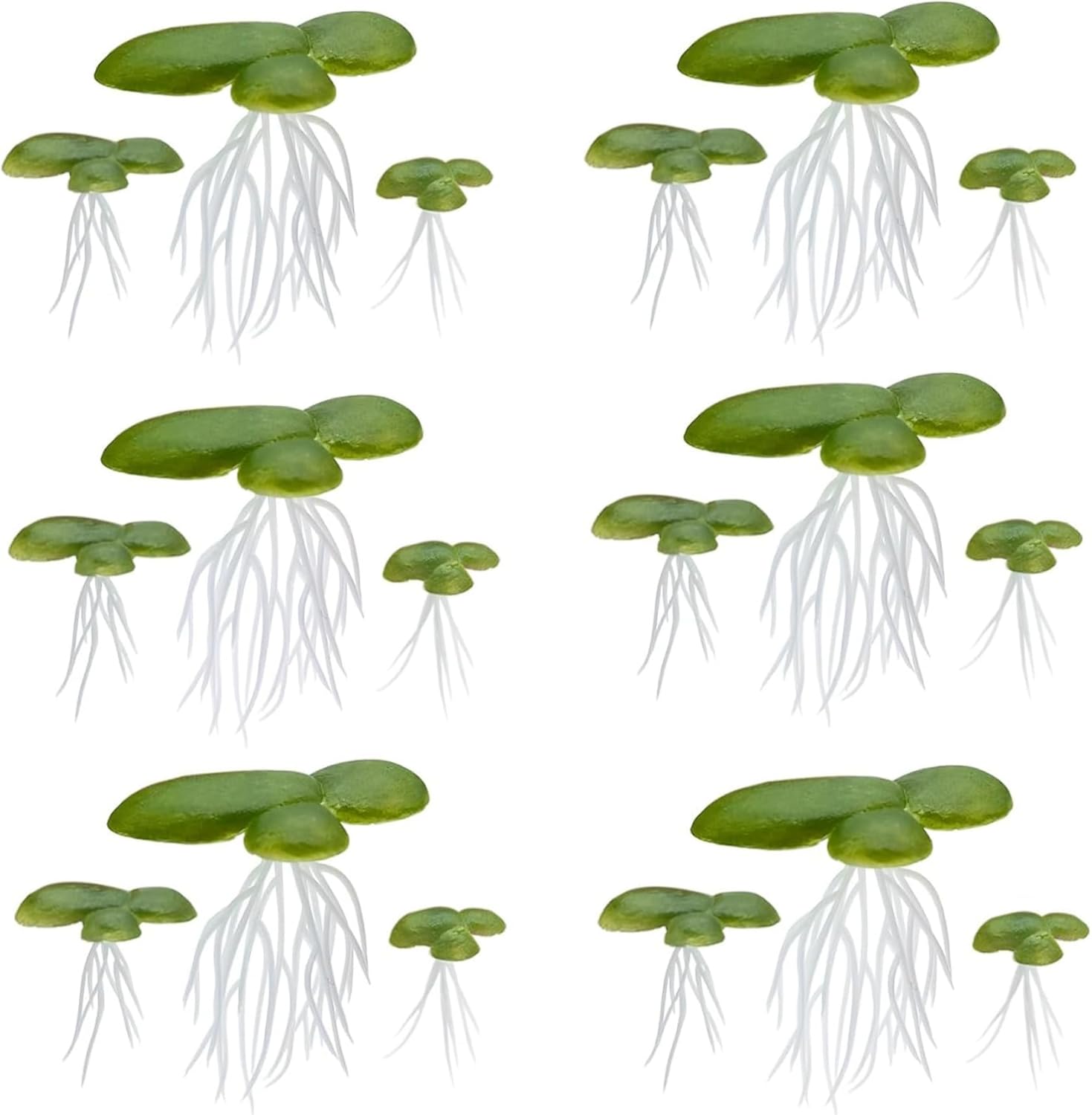Floating Aquarium Plants, 18Pcs Lifelike Mini Green Duckweed with, 3 Sizes Plastic Floating Plants for Aquarium Fish Tank Decor for