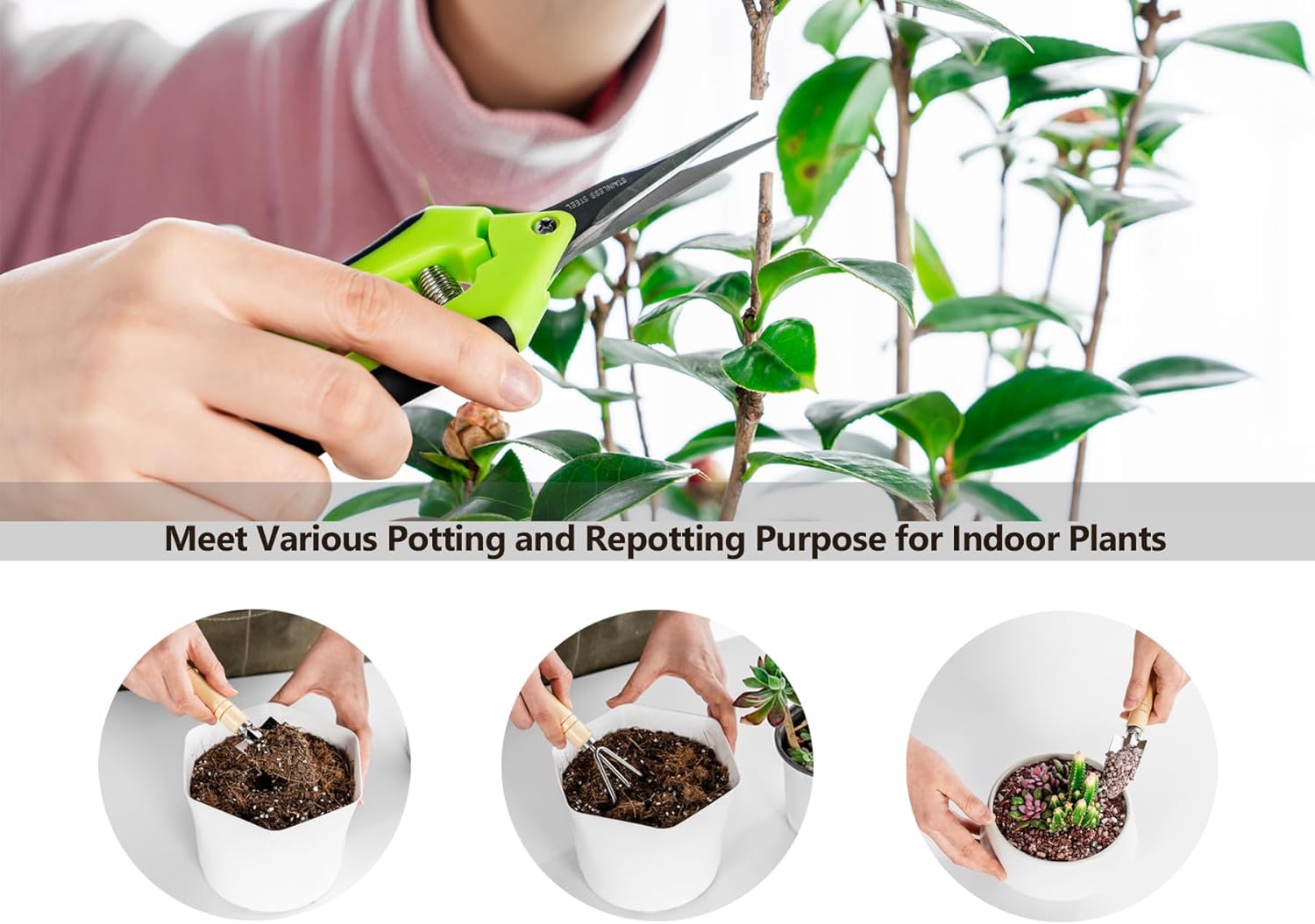 Josteve Plant Repotting Mat, 5Pcs Succulent Tools Mini Garden Small Gardening Tools Indoor, Pruning Shear Gardening Scissor, Hand kit for Bonsai, Cactus, Fairy, Houseplant Transplanting, Seedling