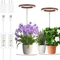 yadoker 144 LEDs Plant Grow Light for Indoor Plant,Aluminum Walnut Wood Grain Desk LED Grow Light, Height Adjustable,6.3" Aluminum Housing,Automatic Timer with 8/12/16 Hours,10-Level Brightnes