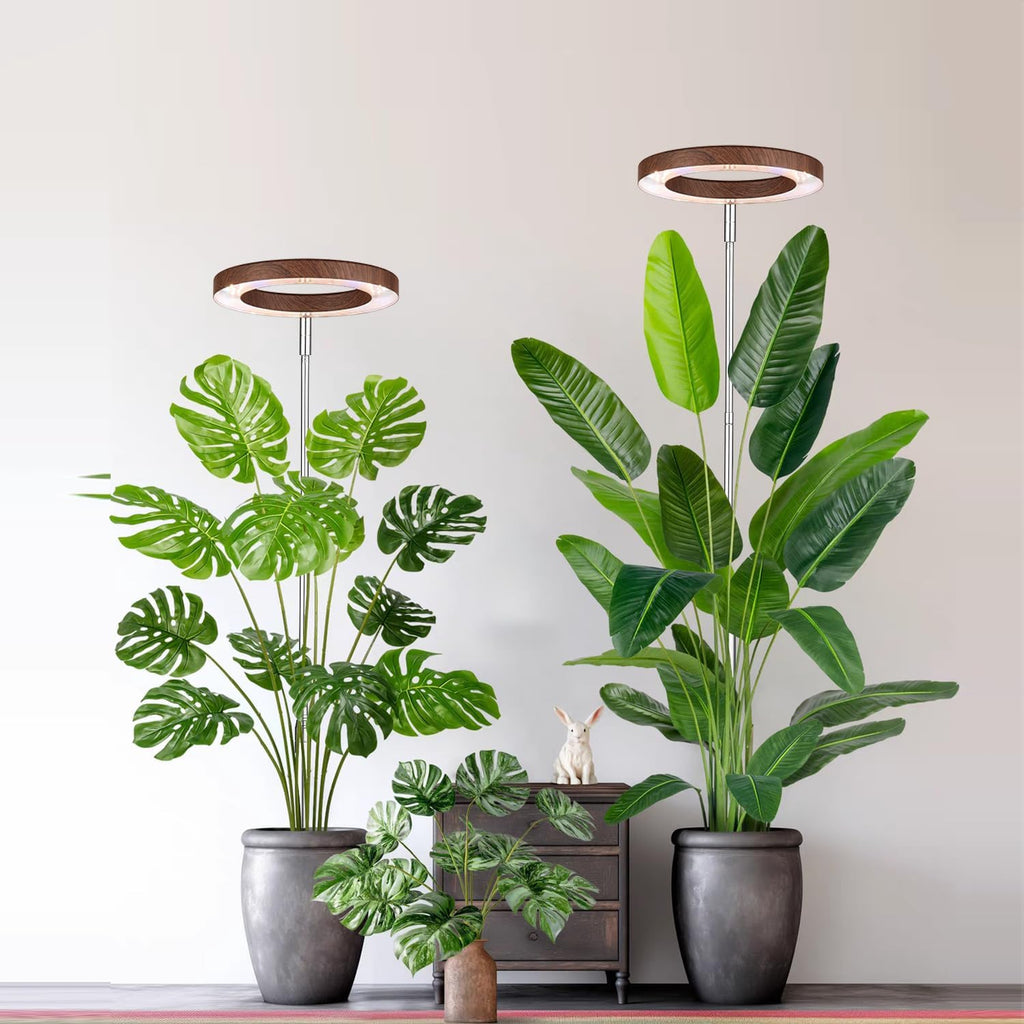 yadoker Plant Grow Light, LED Growing Light Full Spectrum for Indoor Plants,Aluminum Walnut Wood Grain Plant Lights,Height Adjustable, Automatic Timer, 5V Low Safe Voltage,Idea for Large Plant Light，