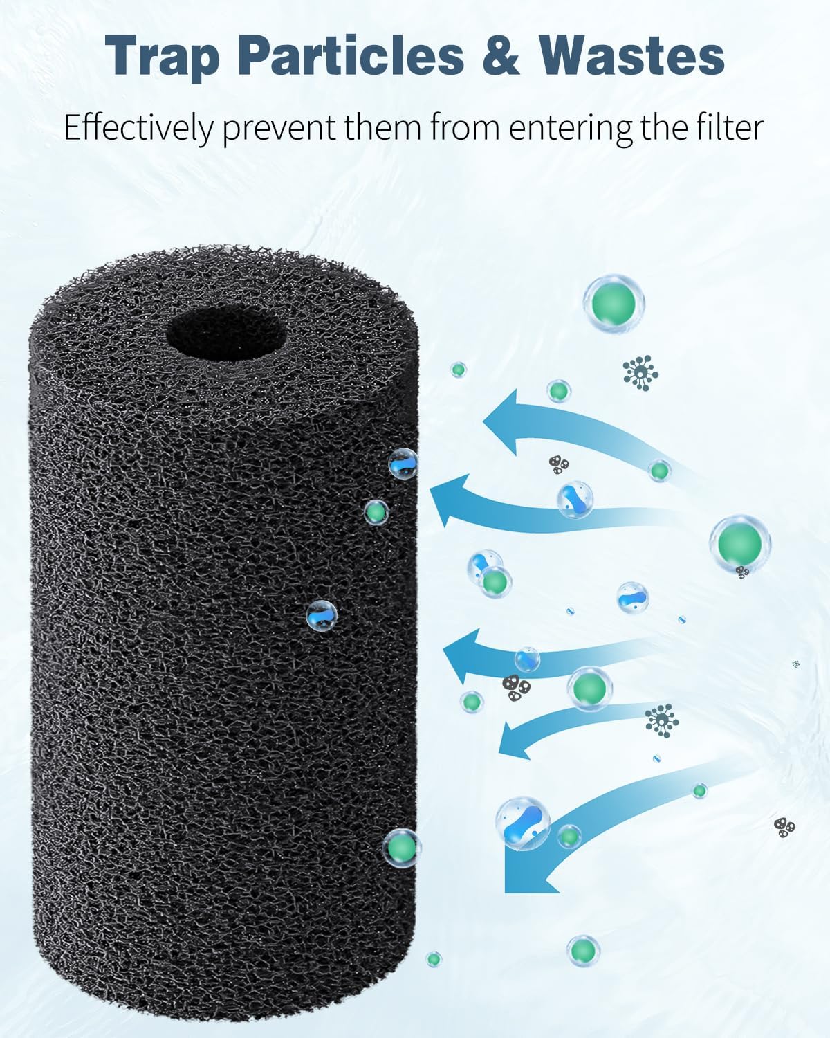 Pawfly 6 Pack Pre-Filter Sponge, Aquarium Filter Sponge 0.4" Intake Sponge Foam Roll for Small Fish Shrimp Fry Fish Tank Covers Accessories