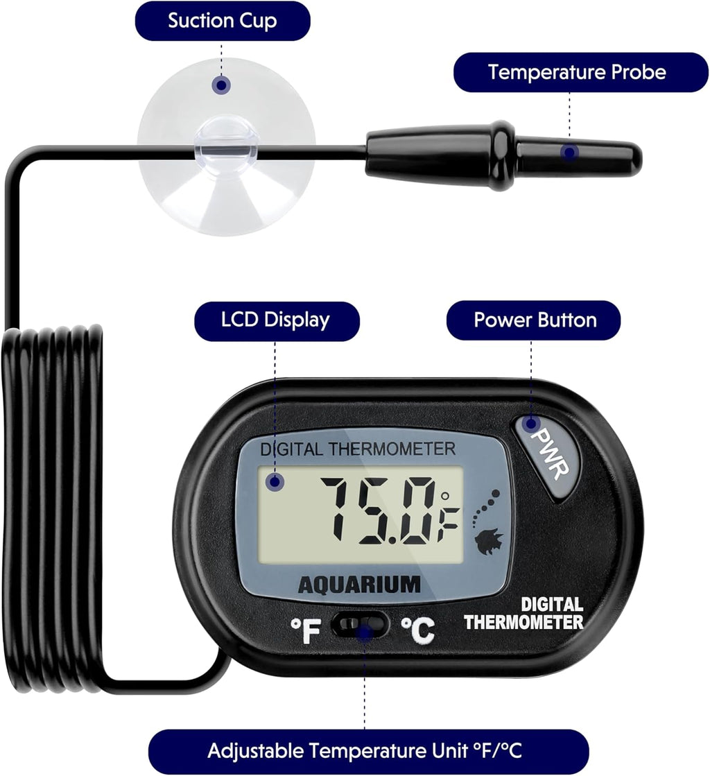 iPower 8 by 12-Inch 16W Reptile Heat Mat, LCD Digital Aquarium Thermometer, Under Tank Warmer Terrarium Heat Pad for Turtles Lizards Frogs and Other Small Animals, Multi Sizes
