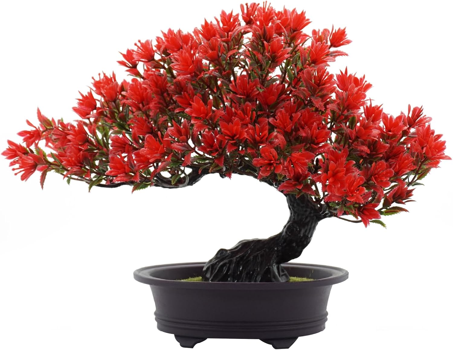 Artificial Plants Greenery Bonsai, Room Decor Fake Bonsai Tree for Home Decor Indoor Bookshelf Office Desk Bathroom Farmhouse Decor (Red)