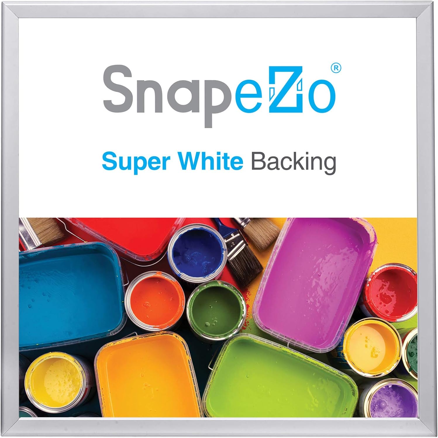 SnapeZo Poster Frame 36x36, Silver, 1.25 Inch Aluminum Profile, Front-Loading Snap Frame, Wall Mounting, Professional Series