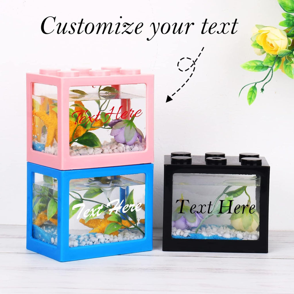 Custom Personalized Acrylic Fish Tank 3x4x5 Inch with Led Lighting (Black)