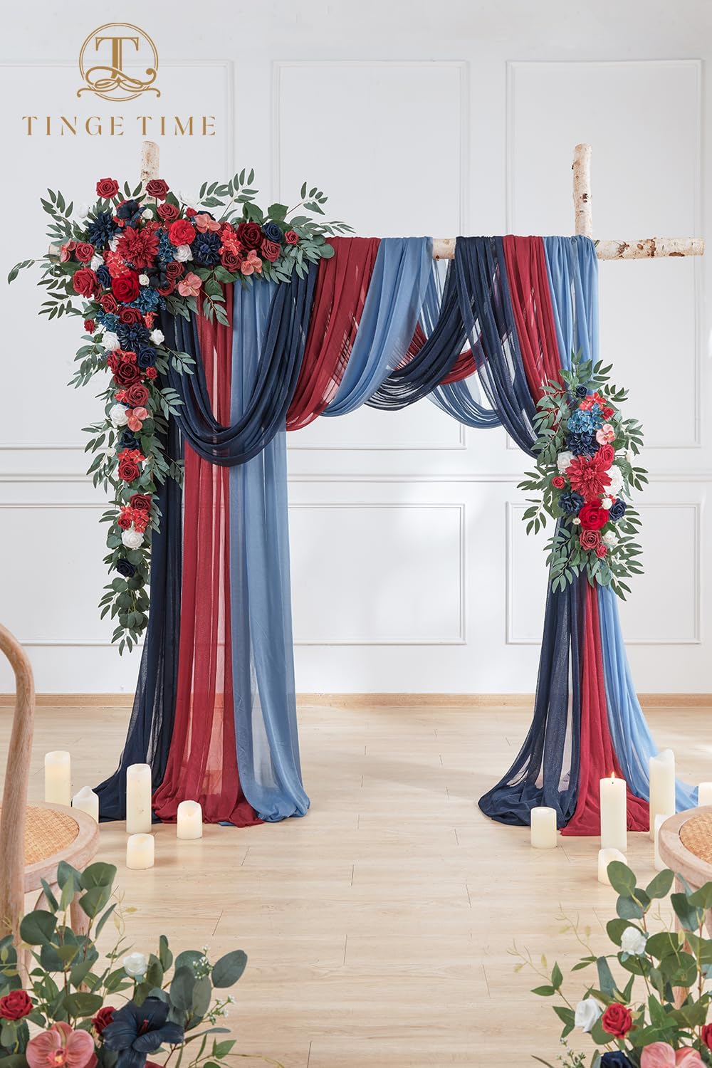 TINGE TIME Artificial Arch Flowers Kit Pack of 5, Wedding Decorations for Reception with Hanging Flowers, Wedding Arch Silk Floral Arrangements Ceremony Backdrop Bridal Shower Outdoor Party Decor