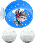 Betta Hideout Resting Spot with 2pcs Filter Ball, Aquarium Betta Tunnel And Nitrifying Balls, Hideout Tunnel Shrimp Cave Aquarium Decor, Fish Tank Decoration For Small Aquatic Shrimp Guppy (Blue)