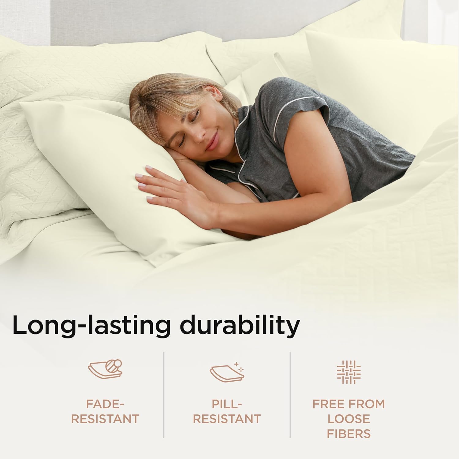 Threadmill 100% Cotton Sheets for Full Size Bed - 600 Thread Count Full Bed Sheets Set with 16” Deep Pocket - Sateen Weave 4-Piece Bedding Set with Cooling Effect, Ivory