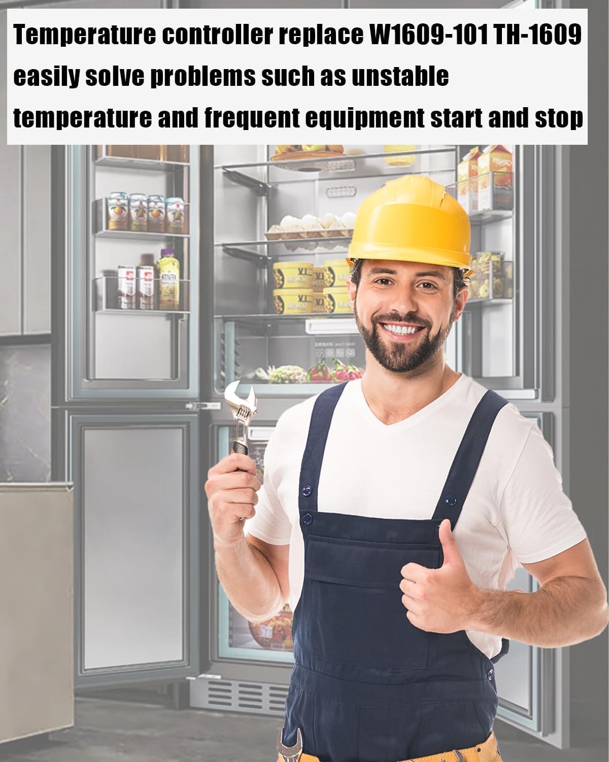 W1609-101 Refrigeration Thermostat Temperature, Walk in Cooler Temperature Control Replace W1609-101 TH-1609, Control from -30 Degrees F to 90 Degrees F, 5 Ft Capillary