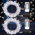 Firecracker Fairy Lights Plug in,2 Pack 20ft 200LEDs Silver Wire Cluster String Lights,8 Modes Remote Twinkle Light for Outdoor Indoor Garden Bedroom Christmas Tree Holiday,Cool White