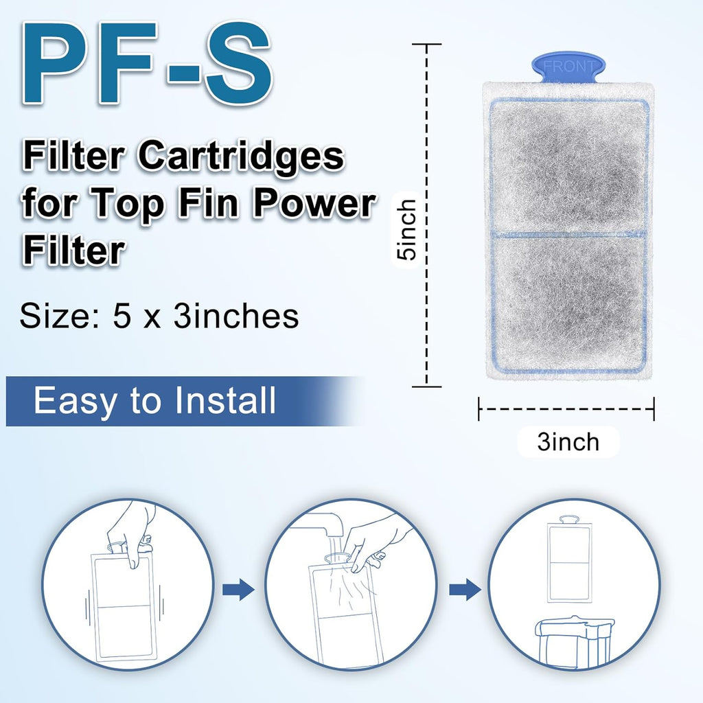driamor 16 Pack PF-S Filter Cartridges Compatible with PF10 Power Filters, Small Fish Tank Filters Cartridge Replacement with Zeolite