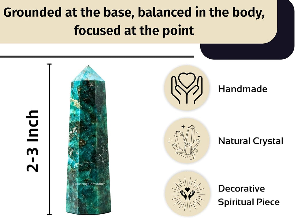 Amazing Gemstone Chrome Diopside Crystal Towers - Natural Healing Crystal Point Obelisk for Reiki Healing and Crystal Grid (2 Inch to 3 Inch)