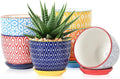 Selamica Ceramic Succulent Pots, 4.6 Inch Small Plant Pots with Drainage Holes & Saucers, Succulent Planters for Indoor Plants Cactus, Home Decor, Set of 6, Assorted Colors