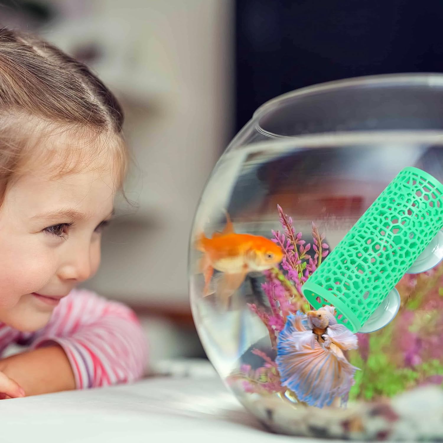Abizoo Betta Fish Tunnel Hideout for Aquarium Decoration Hollow Coral Design Smooth Finish, Fish Tank Accessories Habitat Cave for Betta Shrimp Guppies Neon Tetras Zebra Danios Small Fishes,Mint Green
