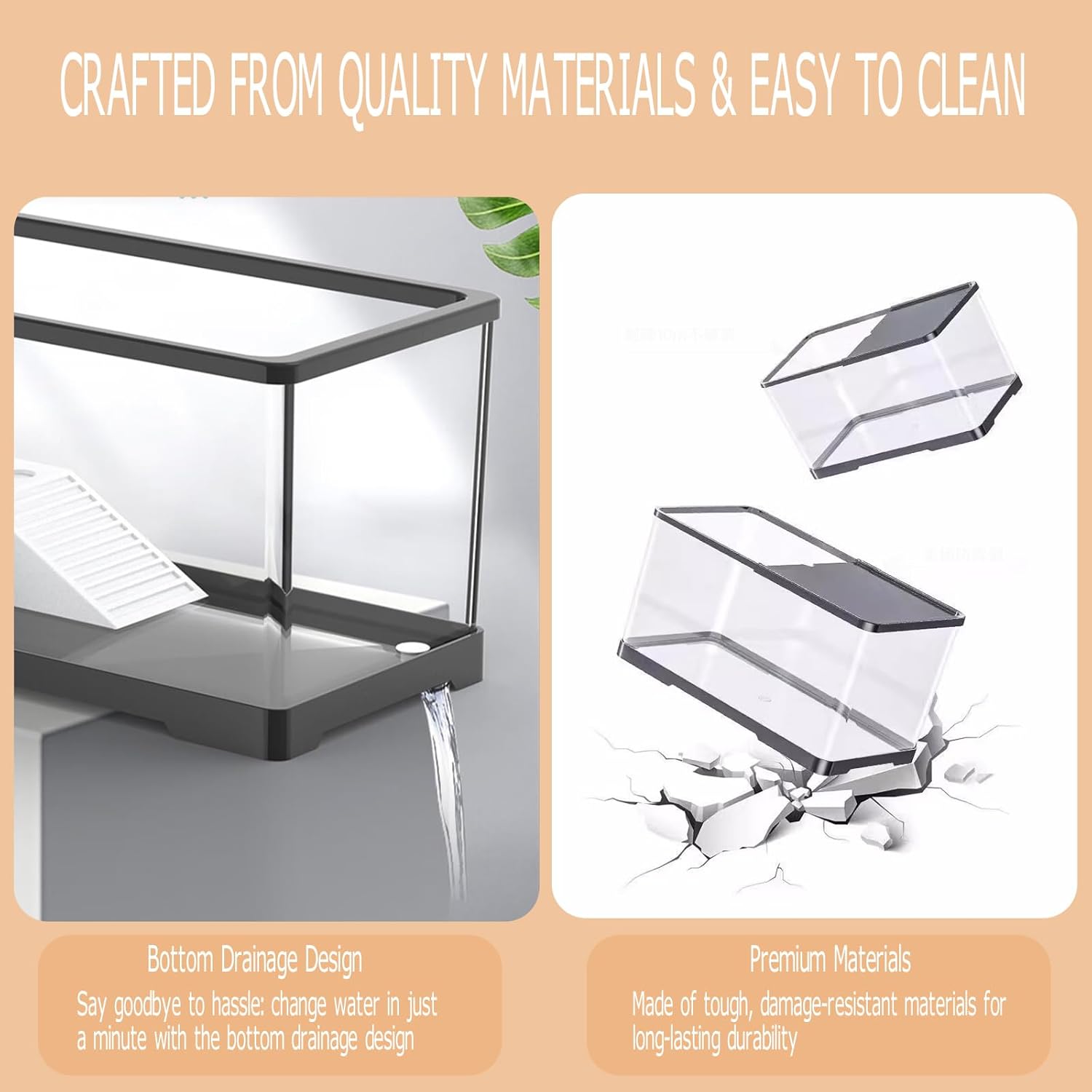 Turtle Tank Starter Kit, Upgraded Aquarium Fish Tank Kit with Filter,Fish Net, Reptile Habitat with Adjustable UV Lamp & Lid,Bask Platform for Crabs,Amphibians,Reptiles.(12"x7.7"x7.2")