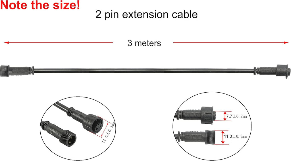 FVTLED 3m 9.84ft 2Pin Extension Cable Wire with Male and Female Connectors at Both Ends only Single Color LED Deck Light