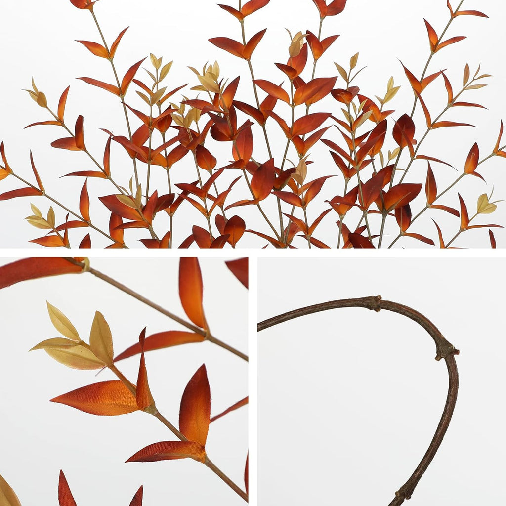 Briful 3PCS Artificial Fall Stems – 36.2" Long Stem Orange Leaf Branches, Autumn Foliage Branch for Fall Vase Filler, Thanksgiving Centerpiece, Harvest & Farmhouse Decoration