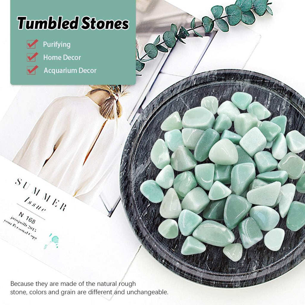 Hilitchi 1lb Bulk Large Natural Tumbled Polished Brazilian Stones Gemstone Healing Crystals Quartz for Wicca, Reiki, and Energy Crystal Healing (Green Aventurine About 1lb/450g/16oz/bag)