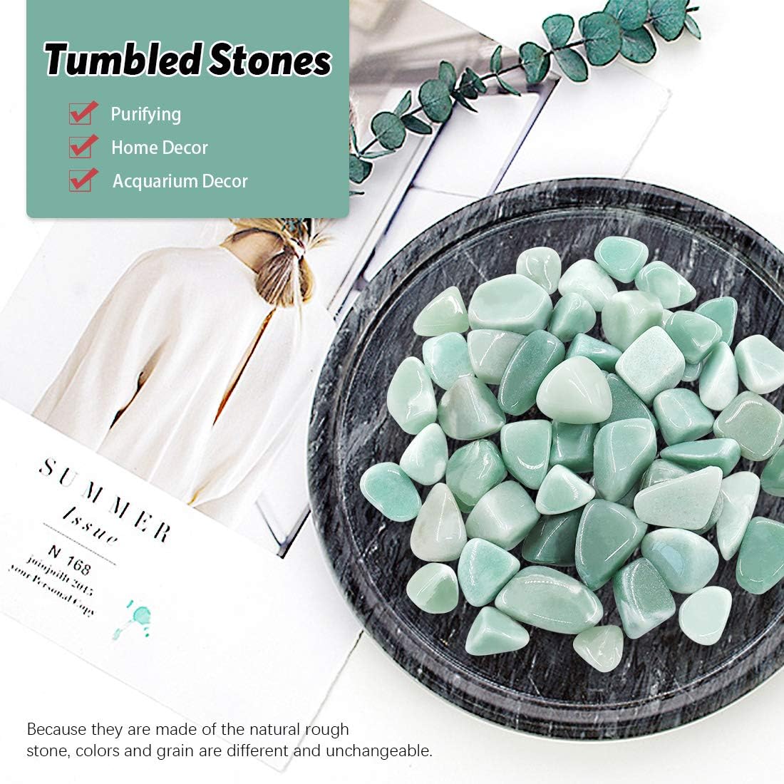 Hilitchi 1lb Bulk Large Natural Tumbled Polished Brazilian Stones Gemstone Healing Crystals Quartz for Wicca, Reiki, and Energy Crystal Healing (Green Aventurine About 1lb/450g/16oz/bag)