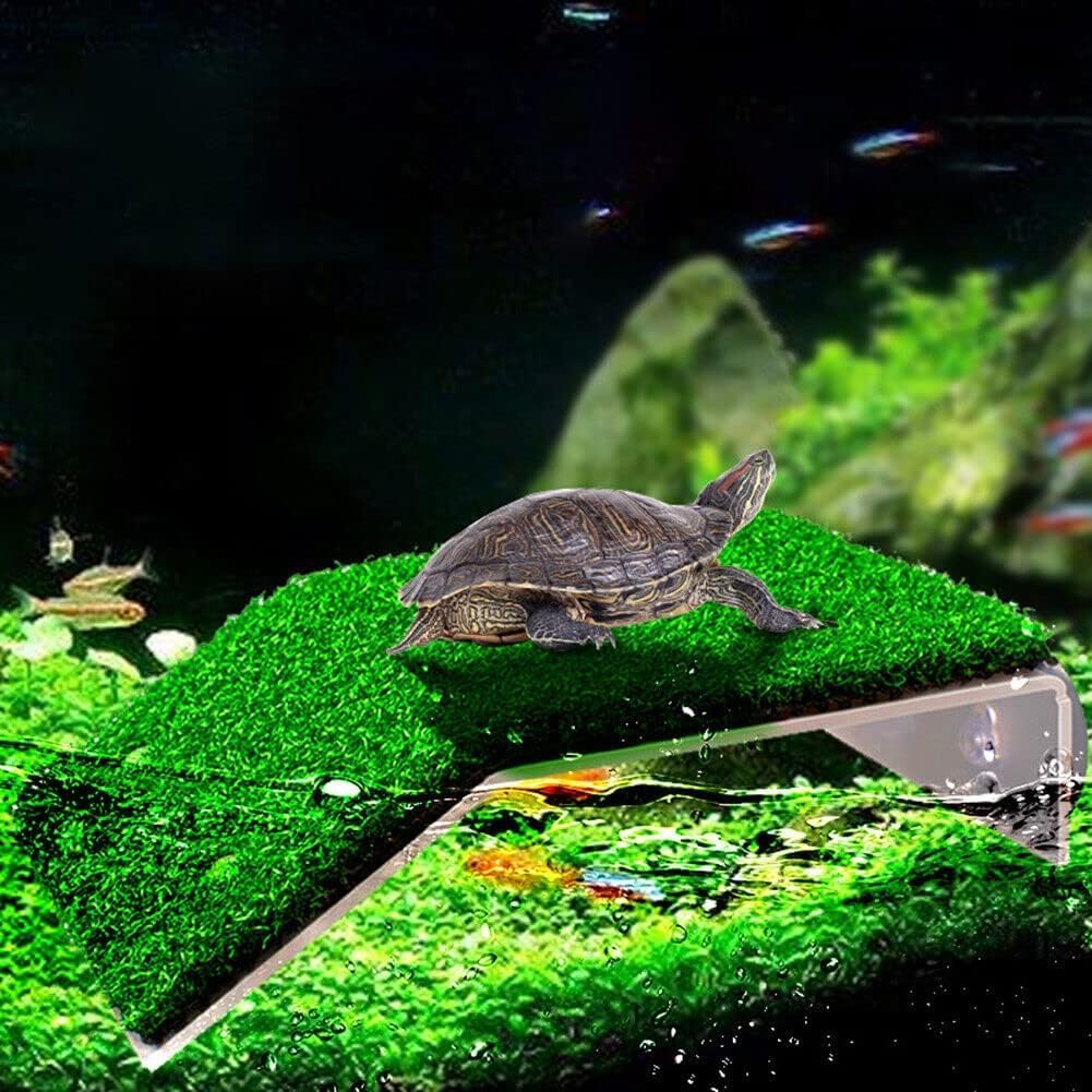 Turtle Basking Platform Lawn Resting Basking Platform Simulation Grass Ramps Tortoise Habitat Terrace Turtle Tank Accessories