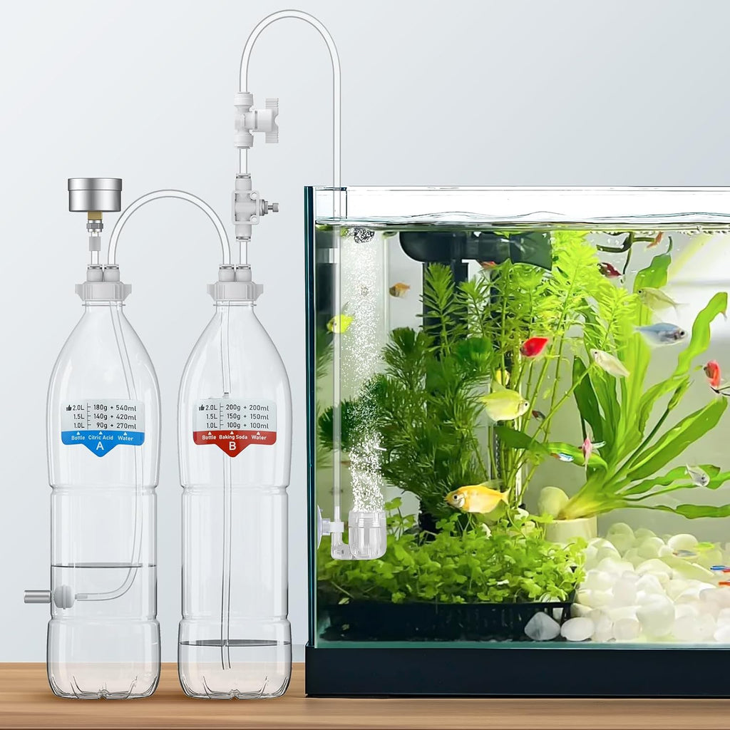 Pawfly Aquarium CO2 Generator System Kit, CO2 for Aquarium Plants, CO2 Generator for Plants, DIY CO2 Aquarium Kit with CO2 Diffuser Regulator Pressure Gauge and Safety Valve