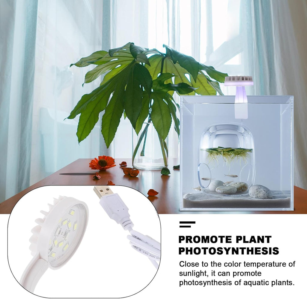 USB Aquarium LED Lamp Fish Tank Light with High Penetration for Watergrass Growth Compact White Reef LED Lighting for Nano and Betta Tanks