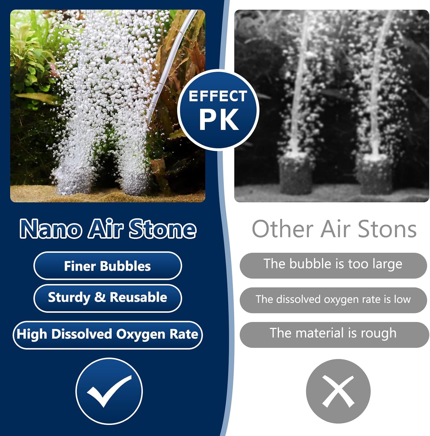 hygger Silent Aquarium Air Stones, Fish Tank Aerator Bubble Stone, Air Pump Accessories for Aquariums Kit for Aquarium Fish Tank and Hydroponic (6PCS(High 0.86in,Dia 0.86in))