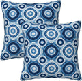 Boho Blue Tie-Dye Mandala Circle Throw Pillow Covers Set of 2 Ultra-Soft All-Season with Hidden Zipper,Durable for Sofa Bed Car Decor & Gift 18x18IN