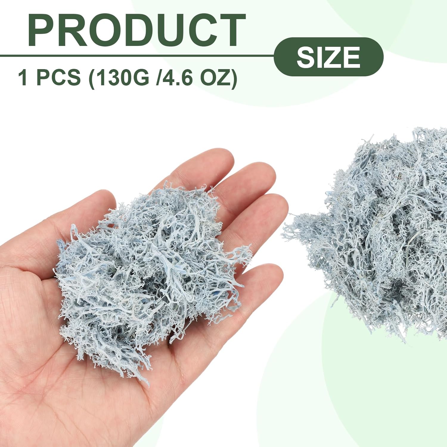 MECCANIXITY 4.6oz Preserved Reindeer Moss, Light Blue Decorative Artificial Fake Moss for Potted Plants Indoor Crafts Lichen Centerpieces Decor