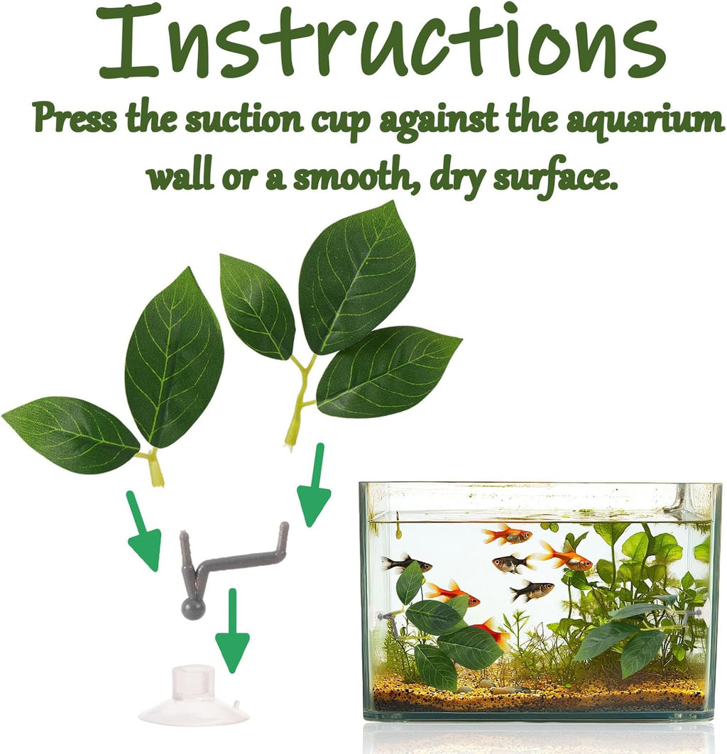 6 Pcs Betta Leaf Hammock with Suction Cups, Realistic Plastic Leaf Fish Tank Decor Aquarium Plants Beta Resting Spot Accessories Decorations for Betta Fish Resting Bed Spawning Ground