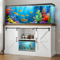55-75 Gallon Fish Tank Stand with Sliding Barn Doors & Power Outlet, Heavy Duty Aquarium Stand with Cabinet Storage for Fish Tank, Turtle Tank, Reptile Terrarium, Capacity 1000LBS