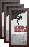 KTKDE 10x20 Picture Frame WoodGrain 3 Pack,Poster Frame with Polished Plexiglass, Studio Gallery Wall Hanging Posters & Best gift