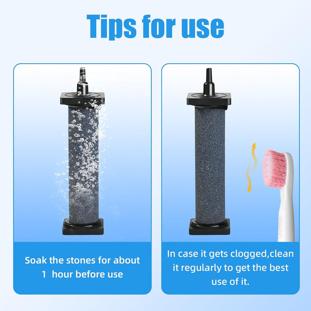 AQUANEAT Aquarium 5 inch Air Stone Cylindrical 2 Pack, Large Airstone, Aerator Bubble Diffuser, Air Pump Accessories for Aquariums, Hydroponic, Ponds and Fish Tanks