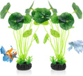 9 Inch Artificial Aquarium Plants 2 Pack Plastic Lotus Leaf Decorations for Small Tank Goldfish Betta Hides (Green)