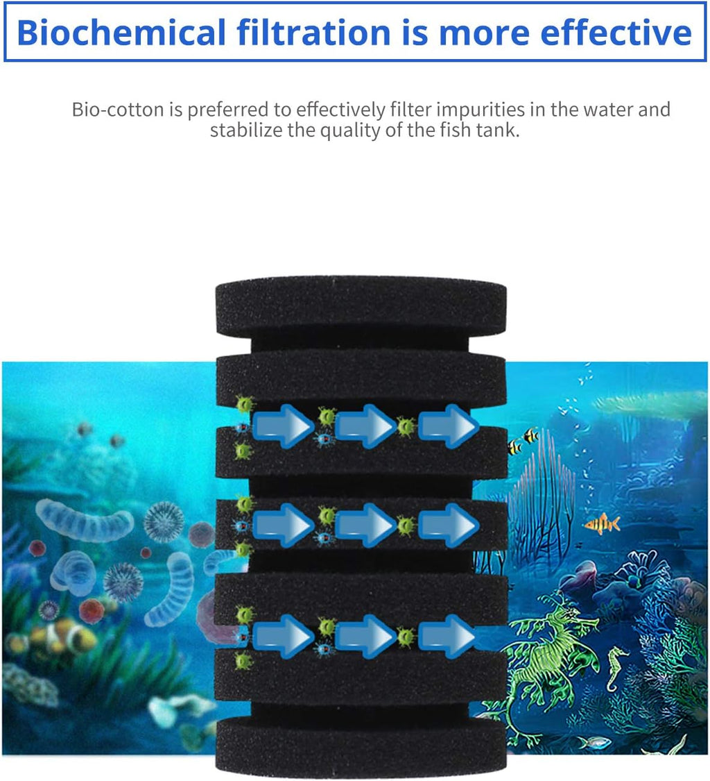 UPETTOOLS Aquarium Biochemical Sponge Filter (15-55 Gallon) - Ultra-Quiet Air Pump, Double Head, Bio Foam & Ceramic Media, Ideal for Saltwater/Freshwater Tanks